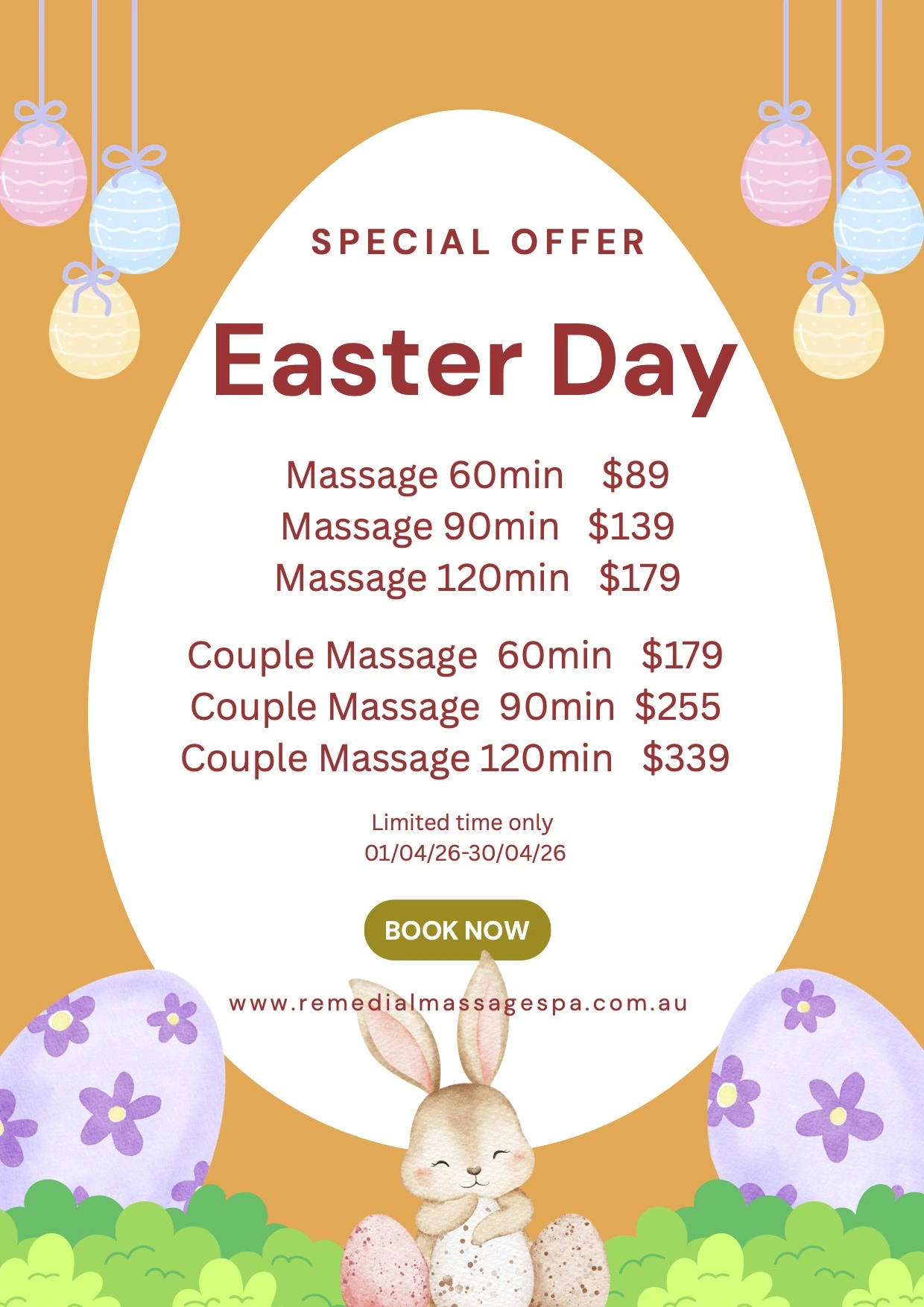Remedial Massage & Spa - Easter Promotion
